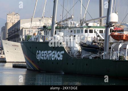 11.07.2017., Croatia, Rijeka - Greenpeace ship Rainbow Warrior III! arrived in Croatia as part of the European tour 'More Mediterranean, less plastic.' Photo: Goran Kovacic/PIXSELL Stock Photo