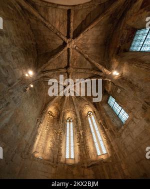 Windows and Ceiling at Carmo Convent (Convento do Carmo) Interior - Lisbon, Portugal Stock Photo