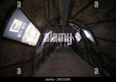 14.09.2017., Zagreb, Croatia - A multimedia exhibition called 'Croatia je Hrvatska' will be on display in Gric tunnel from September 16 to November 1. The exhibition in the four sections of Gric tunnel will be a time machine taking visitors through 13 decades, from th 1890s to 2017 and also follows the history of Croatia's oldest insurance compny, founded in 1874m and it's impact on everday life of people, as wee as political and economic trends. Photo: Petar Glebov/PIXSELL Stock Photo