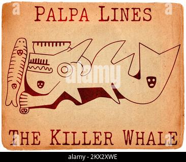 Geoglyph of The Killer Whale from Palpa, The Palpa Lines, Peru Stock Photo