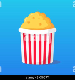 Popcorn Bucket Isolated Icon Food Snack Vector Illustration Stock Vector