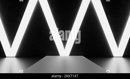 empty tech background for video creation or sci-fi scene 3d illustration, modern blank dark stage design 3d rendering, underground hall concept design Stock Photo