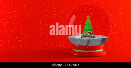 Merry Christmas and a Happy New Year, Gifts box for Christmas tree, discount promotion with copy space, 3D render sale banner desig Stock Photo