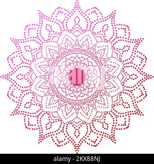 Round gradient mandala on white isolated background. Vector boho mandala in  green and pink colors. Mandala with floral patterns. Yoga template Stock  Vector