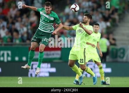 BUDAPEST, HUNGARY - AUGUST 29: Nikolai Signevich of Ferencvarosi TC  celebrates his goal during the UEFA Europa League Play-off Second Leg match  between Ferencvarosi TC and FK Suduva at Ferencvaros Stadium on