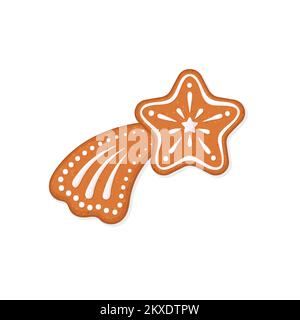 Christmas gingerbread cookie in shape of comet. Flat vector illustration Stock Vector
