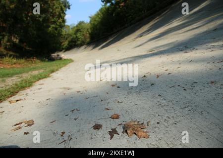 The famous historic inclined curve at the old racing circuit at Monza near Milano. Stock Photo