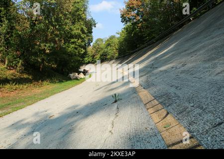 The famous historic inclined curve at the old racing circuit at Monza near Milano. Stock Photo