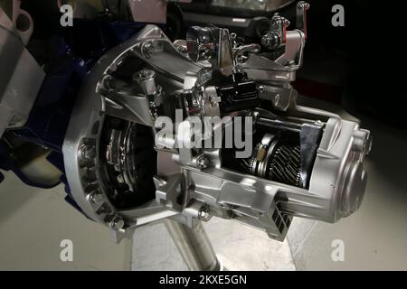 The detail of the cross-section of the petrol engine gearbox used as a teaching aids. Stock Photo