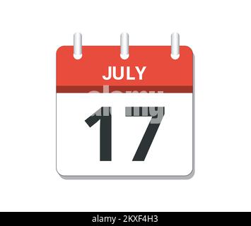 July 17th calendar icon vector. Concept of schedule, business and tasks Stock Vector