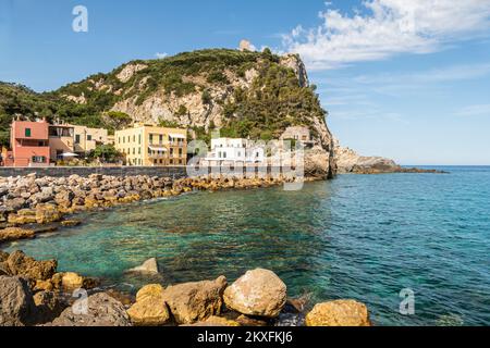 Varigotti, Italy - 10-07-2021: The beautiful beach of Varigotti with turquoise water Stock Photo