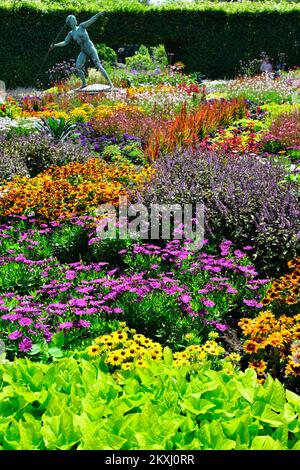 Beautiful and colorful annual flower garden, Grugapark Germany