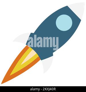 Rocket launch, ship. Start up object.  Stock Vector