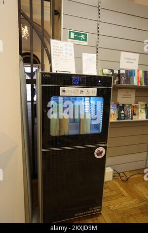 The City Library of Rijeka got a device for cleaning books from viruses, bacteria and COVID 19. A device called LIVA EBS-401 by the Korean company LIVA was installed in the library on Korzo in Rijeka, Croatia on 30. October, 2020. Photo: Goran Kovacic/PIXSELL  Stock Photo