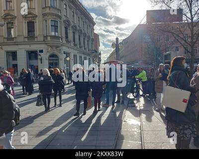 A strong earthquake in central Croatia has killed at least five persons, injured many and caused considerable damage to buildings. The European Mediterranean Seismological Center said a magnitude 6.2 earthquake hit 46 kilometers southeast of capital near town of Petrinja. The earthquake was felt throughout the country and in neighboring Serbia, Bosnia and Slovenia. It was felt as far away as Graz in southern Austria. People ran into the streets in fear in Zagreb, Croatia on December 29, 2020. Photo: Jurica Galoic/PIXSELL  Stock Photo