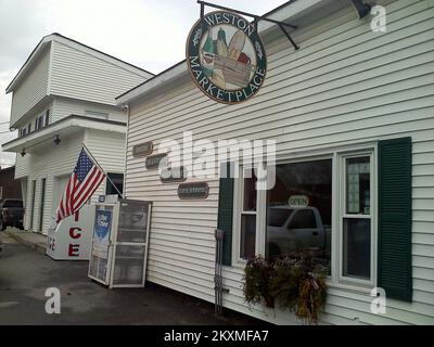 Flooding   Hurricane/Tropical Storm - Weston, Vt. , October 4, 2011   This general store, Weston Markeplace, serves as a social center for many in this small New England town of about 800. It was flooded with three feet of water when Tropical Storm Irene hit the state. FEMA is providing assistance to those who were impacted by Tropical Storm Irene. Vermont Tropical Storm Irene. Photographs Relating to Disasters and Emergency Management Programs, Activities, and Officials Stock Photo