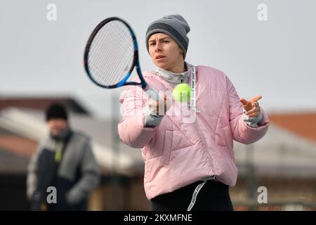 Polish tennis player Magda Linette attends a training session on Jug Cakovec Tennis Club courts in Cakovec, Croatia on March 09, 2021. Magda Linnete is 45. WTA current ranking. Photo: Vjeran Zganec Rogulja/PIXSELL  Stock Photo