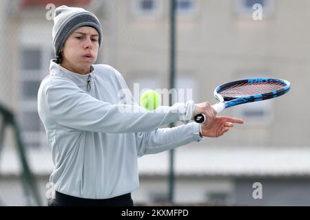 Polish tennis player Magda Linette attends a training session on Jug Cakovec Tennis Club courts in Cakovec, Croatia on March 09, 2021. Magda Linnete is 45. WTA current ranking. Photo: Vjeran Zganec Rogulja/PIXSELL  Stock Photo