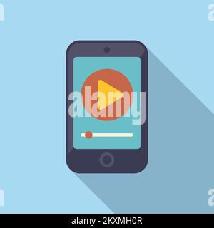 Smartphone clip edit icon flat vector. Video film. Motion sound Stock Vector