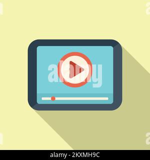 Tablet edit icon flat vector. Montage film. Footage editor Stock Vector
