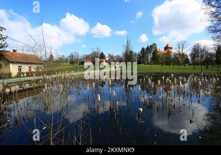 A view of the Old Town of Dubovac.The Dubovac Castle overlooks the Croatian city Karlovac. Its square tower was probably built during the 13th century. In the 15th century, the castle was rebuilt inÂ RenaissanceÂ style., in Karlovac, Croatia, on March 24, 2021. Photo: Kristina Stedul Fabac/PIXSELL Stock Photo