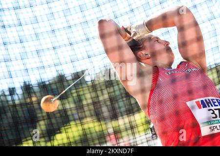 SPLIT, CROATIA - MAY 09: Katerina Safrankova of Czech Republic competes in women's hammer throw final during the European throwing cup at the Park Mladezi stadium on May 9, 2021 in Split, Croatia. Photo: Milan Sabic/PIXSELL Stock Photo