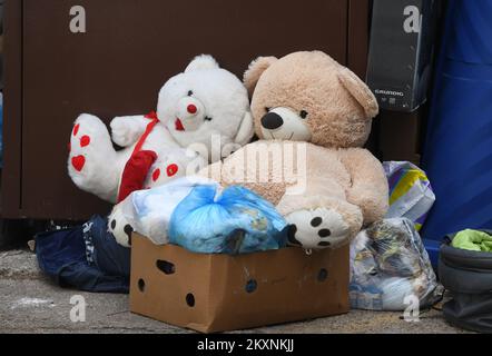 Huge teddy bear rescued from waste tip near Cambridge