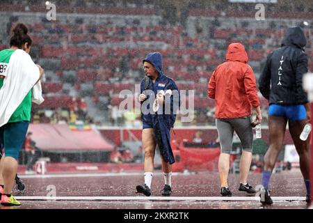 TOKYO, JAPAN - AUGUST 02: Discus thrower, Sandra Perkovic of Team Croatia, competes in the discus throw athletics on day 10 of the Tokyo 2020 Olympic Games at Olympic Stadium on August 02 2021 in Tokyo, Japan. Photo: Igor Kralj/PIXSELL Stock Photo