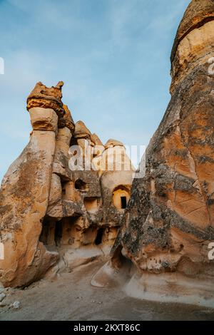 The Beautiful view from hot air balloons in Cappadocia Stock Photo