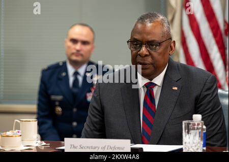 Colombian Defense Minister Ivan Velasquez speaks during a meeting with ...