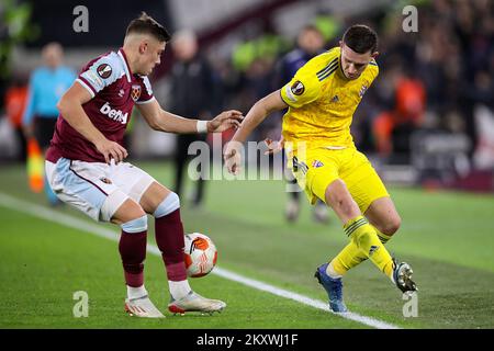LONDON, ENGLAND - DECEMBER 09: Daniel Stefulj of Dinamo Zagreb in action during the UEFA Europa League group H match between West Ham United and Dinamo Zagreb at Olympic Stadium on December 9, 2021 in London, United Kingdom. Photo: Igor Kralj/PIXSELL Stock Photo
