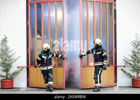 Zagreb fire station got a new fire truck that will be named after the boy Grga that was saved by firefighters but due to severe injuries afterwards he passed away in Zagreb, Croatia on 23. December, 2021. Photo: Sanjin Strukic/PIXSELL Stock Photo