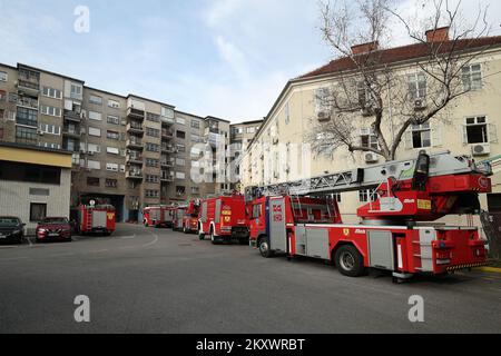 Zagreb fire station got a new fire truck that will be named after the boy Grga that was saved by firefighters but due to severe injuries afterwards he passed away in Zagreb, Croatia on 23. December, 2021. Photo: Sanjin Strukic/PIXSELL Stock Photo