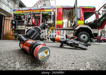 Zagreb fire station got a new fire truck that will be named after the boy Grga that was saved by firefighters but due to severe injuries afterwards he passed away in Zagreb, Croatia on 23. December, 2021. Photo: Sanjin Strukic/PIXSELL Stock Photo