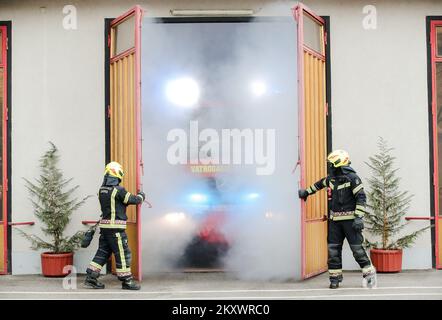 Zagreb fire station got a new fire truck that will be named after the boy Grga that was saved by firefighters but due to severe injuries afterwards he passed away in Zagreb, Croatia on 23. December, 2021. Photo: Sanjin Strukic/PIXSELL Stock Photo