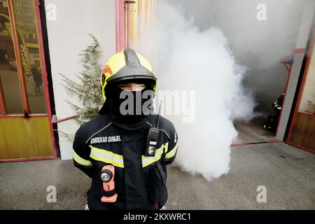 Zagreb fire station got a new fire truck that will be named after the boy Grga that was saved by firefighters but due to severe injuries afterwards he passed away in Zagreb, Croatia on 23. December, 2021. Photo: Sanjin Strukic/PIXSELL Stock Photo