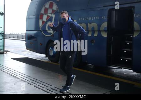 Daniel Stefulj can be seen in front of the Franjo TuÄ‘man Airport before leaving for Seville in Zagreb, Croatia on February 16, 2022. As part of the UEFFA Europa League, Dinamo plays a play off match against Seville. Photo: Goran Stanzl/PIXSELL Stock Photo