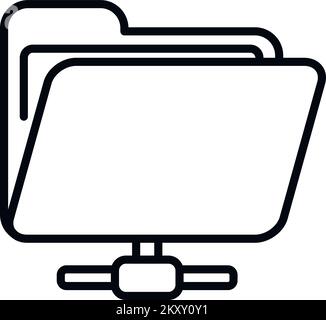 Share folder icon outline vector. Button web. Business time Stock Vector