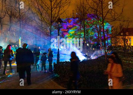 Zagreb&rsquo;s Upper Town illuminated during Festival of lights, in 