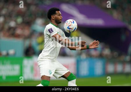 Saudi Arabia's Ali Al-Bulaihi during the FIFA World Cup Group C match at the Lusail Stadium in Lusail, Qatar. Picture date: Wednesday November 30, 2022. Stock Photo
