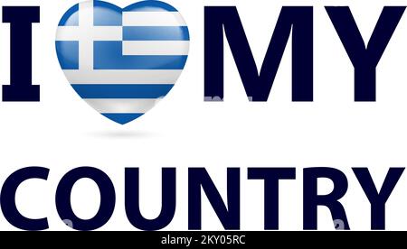 Heart with Greek flag colors. I Love My Country - Greece Stock Vector