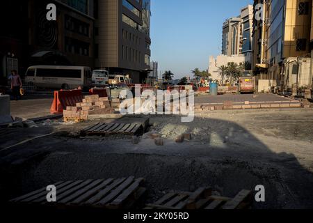 A city filled with construction sites and workers ahead of the World Cup in Doha, Qatar on April 1, 2022. In Doha, construction is in full swing, from hotels to accompanying facilities for fans who will watch the 2022 FIFA World Cup, which takes place from November 18 to December 21 this year. Photo: Igor Kralj/PIXSELL Stock Photo