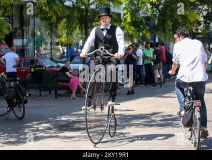 An oldtimer show was held in Zagreb on the European Square on June 4, 2022. In honor of the 110th anniversay of the Zagreb-Varazdin race, Oldtimer club Zagreb organized this exhibit. Visitors had the opportunity to see an oldtimer race on the streets of Zagreb. Photo: Zeljko Hladika/PIXSELL Stock Photo