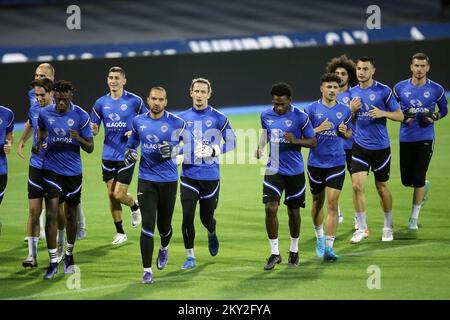 Players of FC Shkupi during a training session at Maksimir stadium, in Zagreb, Croatia, on July 18, 2022. ahead of 1st leg of second qualifying round of UEFA Champions League between GNK Dinamo and FC Shkupi. Photo: Luka Stanzl/PIXSELL Stock Photo