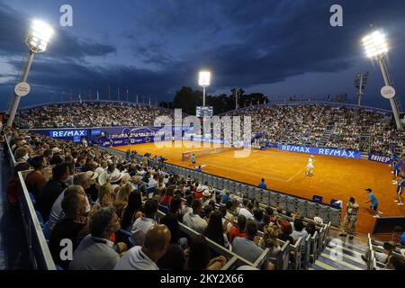 UMAG, CROATIA - JULY 31: View of the stadium during Menâ€™s Single final match on Day 8 of the 2022 Croatia Open Umag at Goran Ivanisevic ATP Stadium on July 31, 2022 in Umag, Croatia. Photo: Jurica Galoic/PIXSELL Stock Photo