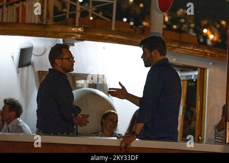 Actors Goran Visnjic and Robert Boskovic can be seen together before the start of dress rehearsal for the play 'Bloody Wedding (Krvava svadba)' which will be performed as part of the 73rd Dubrovnik Summer Games in Dubrovnik, Croatia on August 16, 2022. Robert Boskovic is known for his television roles in Croatia, while Goran Visnjic already has an enviable international career behind him, so he is known for his roles in the American TV show ER teand in movies such as The Girl with the Dragon Tattoo and The Last Will. Photo: Grgo Jelavic/PIXSELL Stock Photo