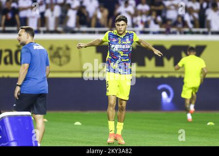 Jorge Cuenca Barreno of Villarreal warm up prior UEFA Europa Conference League Play-Off Second Leg match between Hajduk Split and Villarreal CF at Poljud Stadium on August 25, 2022 in Split, Croatia. Photo: Miroslav Lelas/PIXSELL Stock Photo