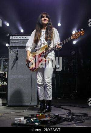 Paz Lenchantin of Pixies performs during a concert in Zagreb, Croatia, on August 27, 2022. Photo: Zeljko Hladika/PIXSELL Stock Photo