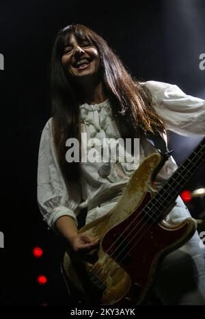 Paz Lenchantin of Pixies performs during a concert in Zagreb, Croatia, on August 27, 2022. Photo: Zeljko Hladika/PIXSELL Stock Photo