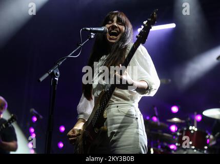 Paz Lenchantin of Pixies performs during a concert in Zagreb, Croatia, on August 27, 2022. Photo: Zeljko Hladika/PIXSELL Stock Photo